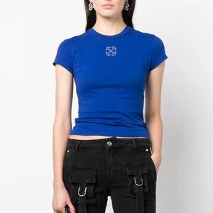 Off White Arrows Embroidered Cotton T Shirt